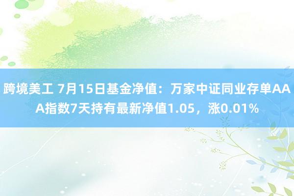 跨境美工 7月15日基金净值：万家中证同业存单AAA指数7天持有最新净值1.05，涨0.01%