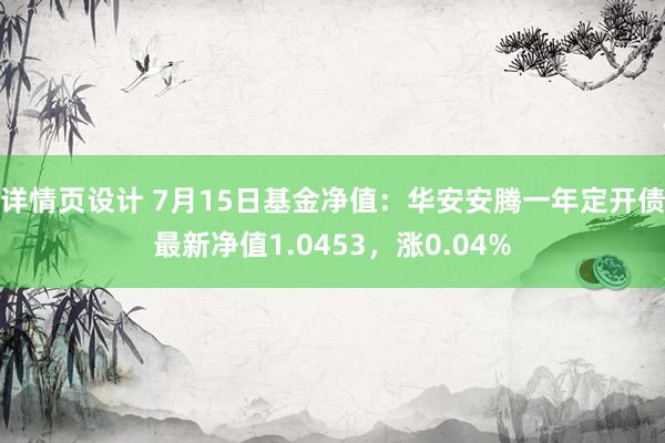 详情页设计 7月15日基金净值：华安安腾一年定开债最新净值1.0453，涨0.04%